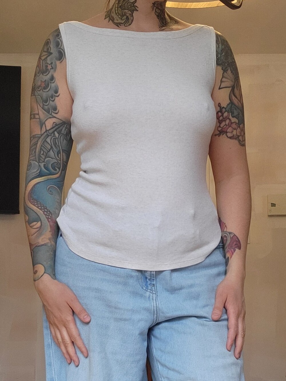 Sleeveless Oatmeal Ribbed Top